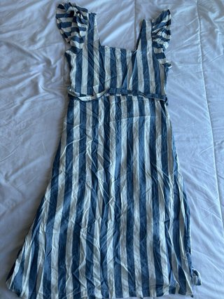 Vestido largo rayas azul y blanco