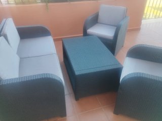 Conjunto Muebles Jardín Resina Gris