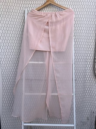 Falda larga rosa con doble forro