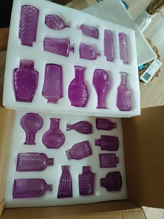 Juego 27 jarrones cristal morado a estrenar