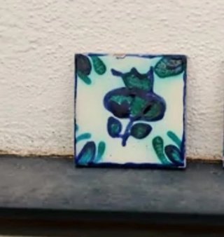 Azulejo Fajalauza Flor Azul y Verde