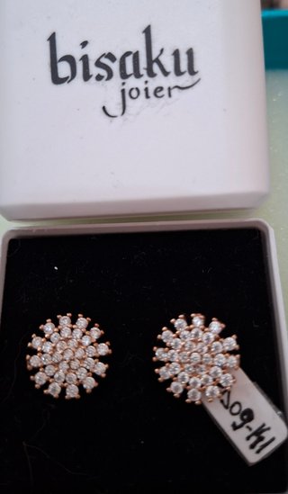 Pendientes Plata Rosa y Circonitas
