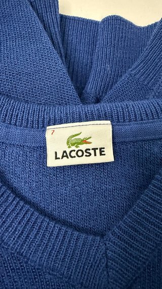 Jersey Lacoste Lana Azul Cuello Pico Vintage