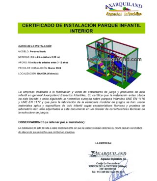 Parque de bolas infantil 2,50 x 4,50 M