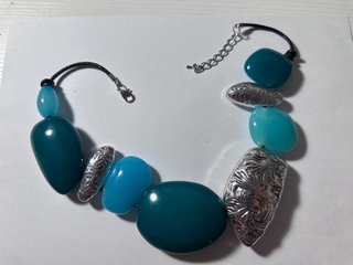 Collana donna con perle blu e argento