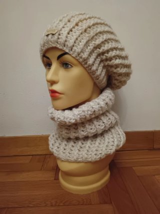 Set berretto e scaldacollo panna lurex
