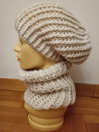 Set berretto e scaldacollo panna lurex
