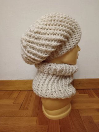 Set berretto e scaldacollo panna lurex