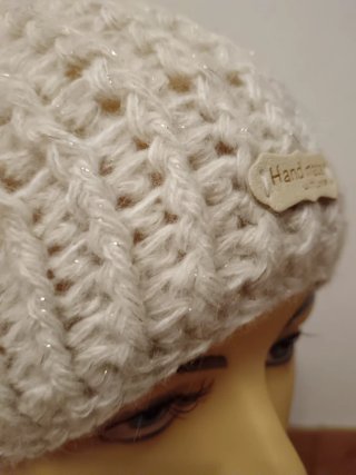 Set berretto e scaldacollo panna lurex
