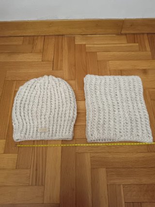 Set berretto e scaldacollo panna lurex