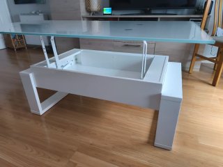 Mesa de centro elevable cristal y madera