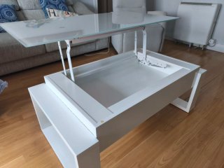 Mesa de centro elevable cristal y madera