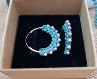 Pendientes Aro Plata y Crochet