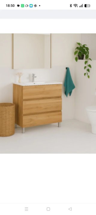 Mueble lavabo roble nuevo 70x45cm 3 cajones.