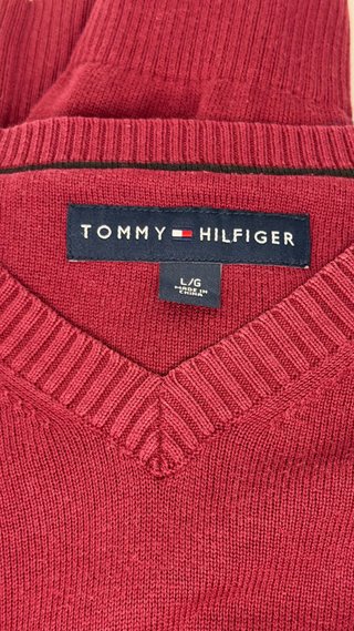Jersey Tommy Hilfiger Granate Cuello Pico Talla L