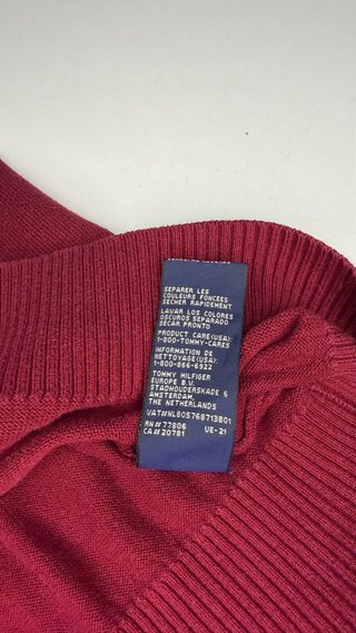 Jersey Tommy Hilfiger Granate Cuello Pico Talla L
