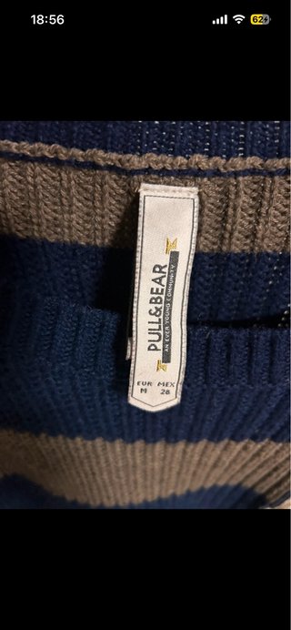 Jersey de rayas azul y gris con logo pull&bear
