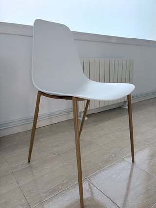 Conjunto 4 sillas comedor blancas patas madera