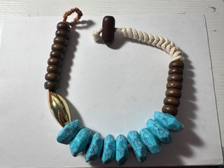 Collana donna legno e turchese