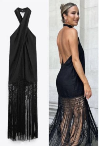 Vestido de fiesta con flecos