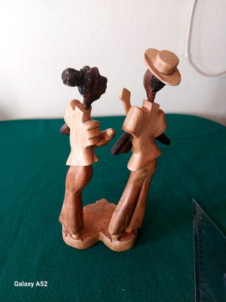 Scultura Legno Intagliato Musicisti Cubani