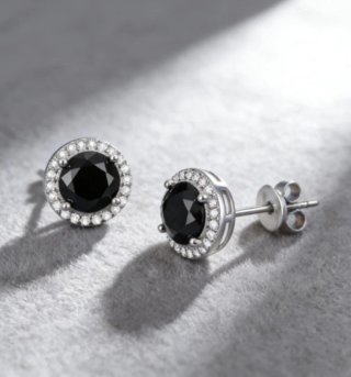 Pendientes Aro Obsidiana y Plata