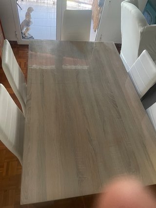 Conjunto Mesa Extensible + 6 Sillas Polipiel Blanc