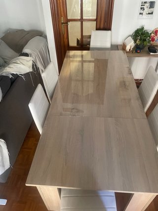 Conjunto Mesa Extensible + 6 Sillas Polipiel Blanc