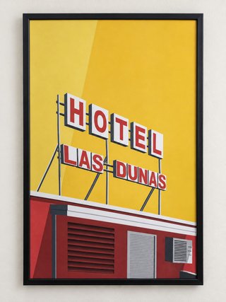 Cuadro Hotel Las Dunas retro enmarcado