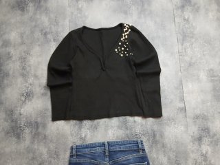 Jersey crop perlas manga larga T.XS