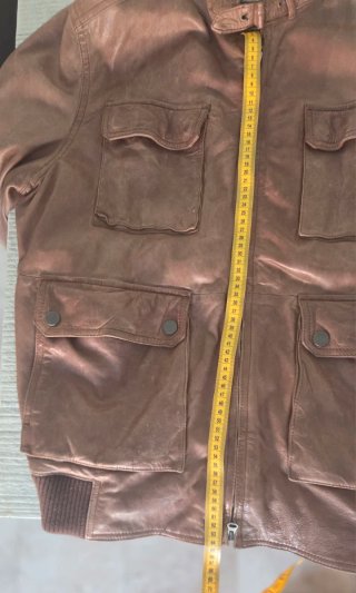 Chaqueta Cuero piel Massimo Dutti Marrón