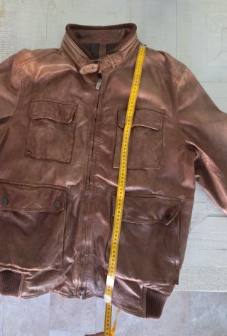 Chaqueta Cuero piel Massimo Dutti Marrón