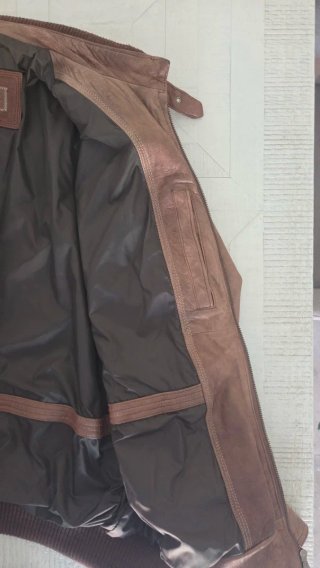 Chaqueta Cuero piel Massimo Dutti Marrón
