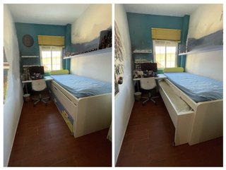 Dormitorio juvenil completo con dos camas