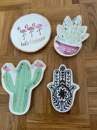 Set 4 Platos Decorativos Flamenco Cactus Mano