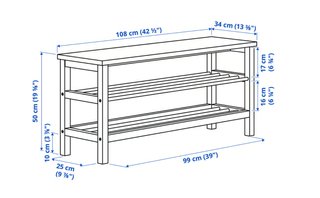 Banco zapatero negro 108x34x50 cm