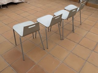 4 Sillas Cocina Madera Gris Plata
