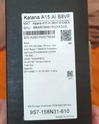 MSI Katana A15 AI B8VF Ryzen 7 RTX 4060 1TB
