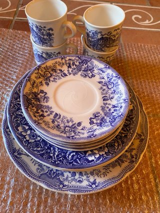Vajilla Johnson Bros Vintage Azul y Blanco