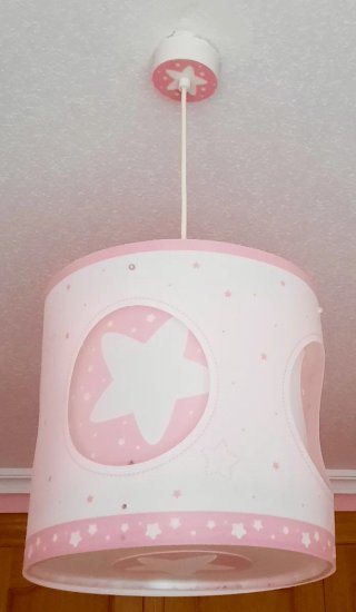Lámpara de techo infantil estrellas rosa