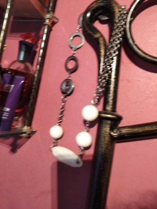 Collar Bimba y Lola original plata y blanco
