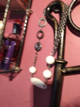 Collar Bimba y Lola original plata y blanco