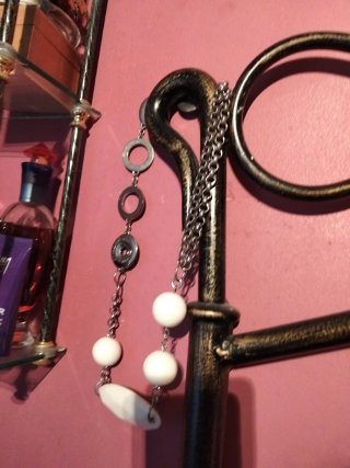 Collar Bimba y Lola original plata y blanco