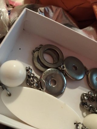Collar Bimba y Lola original plata y blanco