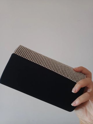 Pochette cerimonia blu con strass