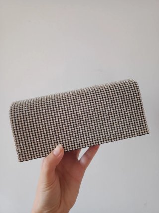 Pochette cerimonia blu con strass