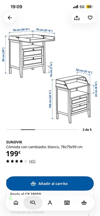 Cambiador SUNDVIK blanco IKEA Precio Negociable