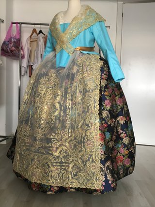 Traje de Fallera Adulta Dorado y Blanco