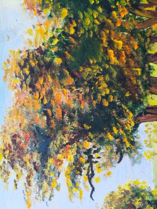 Pintura de paisaje rural con casa
