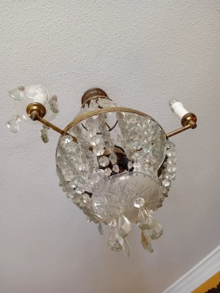 Lámpara de cristal Bohemia antigua  con 3 velas
